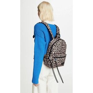 NEW Rebecca Minkoff Medium‎ Leopard Cheetah Print Canvas Backpack $178rt NWT